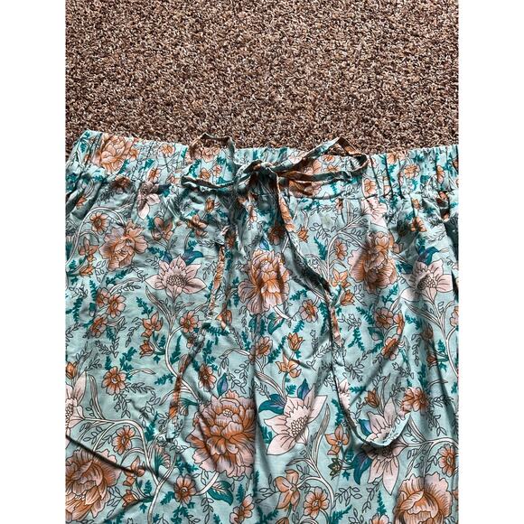 Simplee Boho Mint Floral Print Maxi Skirt Cottagecore Gypsy Hippie Bohemian, 2XL - Picture 7 of 16